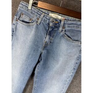 LEVIS 519 Womens Flare Jeans Light Wash Distressed Size 7 30x30 Wide Leg Preppy‎